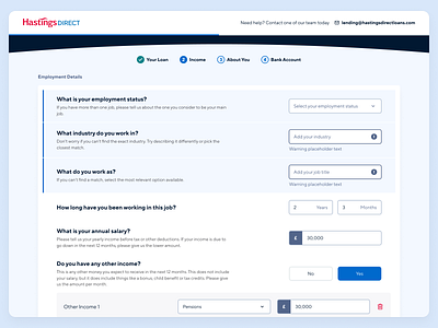 Hastings Direct Loan Application hastings loans ui ux