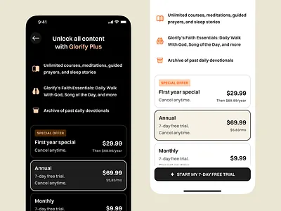 Glorify – Paywall with Purpose freemium growth habit mobile app monetization payment paywall product design ui design upgrade ux design
