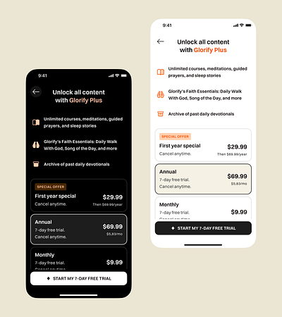 Glorify – Paywall with Purpose freemium growth habit mobile app monetization payment paywall product design ui design upgrade ux design