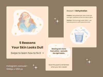 ✨ Instagram Carousel – “5 Reasons Your Skin Looks Dull” figma graphic design insta post instagram social media ui ux