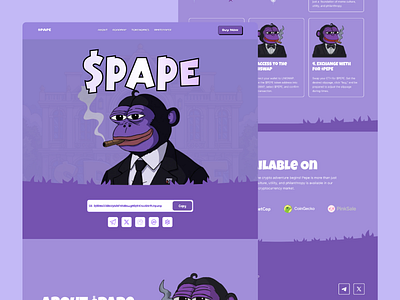 Meme coin website design bitcoin crypto funny website landing page meme meme coin meme coin ui meme coin website meme token memecoin pepe uxui website