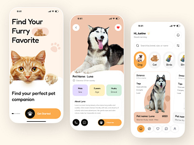 Pet Shop Mobile App Design animal care app app design figma design kawaii app kawaii minimal minimal mobile app pet pet app pet care pet shop pet shop app petcare app petshop petstore