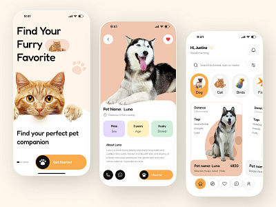 Pet Shop Mobile App Design animal care app app design figma design kawaii app kawaii minimal minimal mobile app pet pet app pet care pet shop pet shop app petcare app petshop petstore