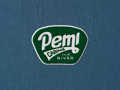 Pemi Cabins Patch Logo Mockup badge brand design brand identity branding branding design cabin camp emblem hand drawn hotel identity design logo logo design mockup motel patch retro vintage visual identity