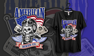 American Biker T-Shirt Design adobe illustrator biker branding cloth design fashion graphic design illustration logo minimalistlogo tshirt typography