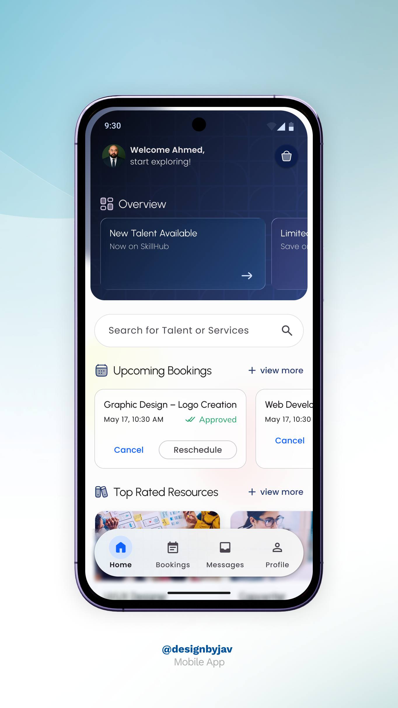 Freelance Service App blur data visualisation design services figma freelance app glass effect graphic design micro interactions mobile app motion graphics pattern ui design ux design