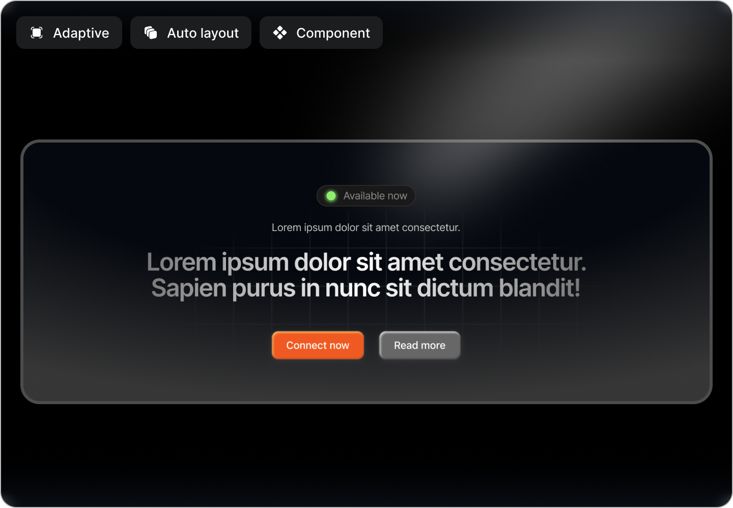 CTA section dark style adaptive animation button call to action components cta dark dark style design system figma figma design library light section theme
