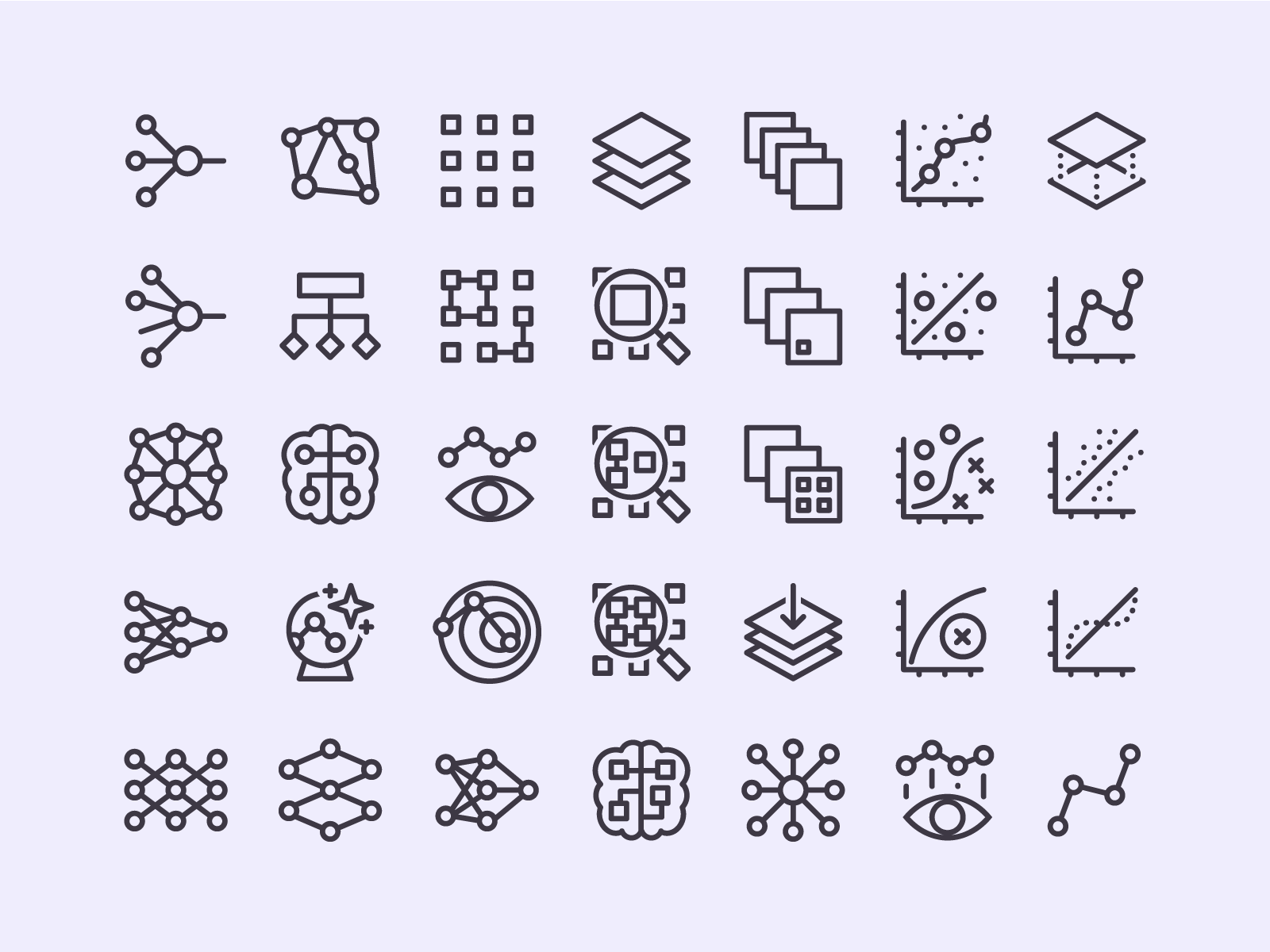 Machine Learning Icon Set artificial intelligence icon set data science icons graphic design icon set machine learning icon set minimalist icons outline icons tech icons vector icons
