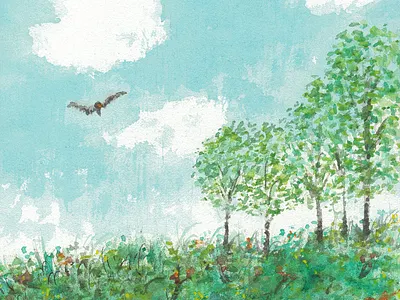 The Bird We Saw on an Afternoon Hike cradled panel illustration watercolor