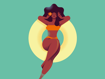 Hibiscus Hottie character colors flower gorl hair illustration minimal summer swimsuit water woman