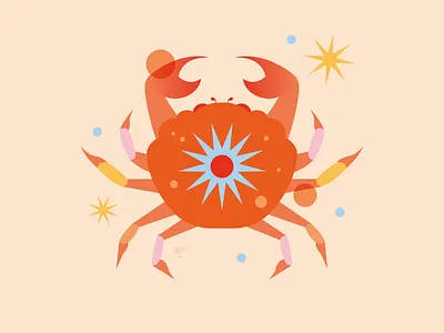 Cancer Season adobe illustrator astrology cancer cancer season cancer sign digital art illustration pink red vector art yellow zodiac zodiac sign