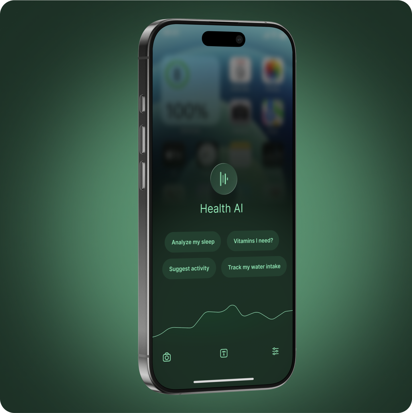 mHealth AI Assitant ai assistant dark fitness food glass gym health healthcare listening mhealth mobile mobile app modern modile design notion prompt ui ux