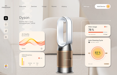 Smart Air Purifier Dashboard – UI Design