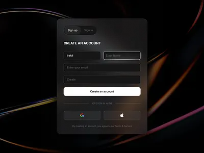 SIGN UP MODAL DESIGN button clean dailyui design field figma glass effect graphic design input light log in registration sign up skeuomorphic ui ux web