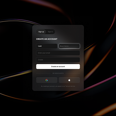 SIGN UP MODAL DESIGN button clean dailyui design field figma glass effect graphic design input light log in registration sign up skeuomorphic ui ux web