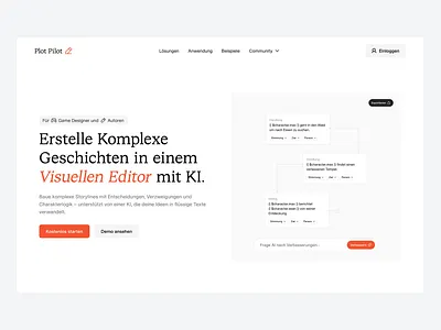 PlotPilot | Hero UI Design for an Interactive AI Story Builder ai branding dashboard design hero design landing page minimal saas simple software ui ux webdesign