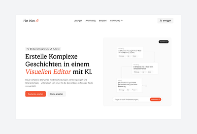 PlotPilot | Hero UI Design for an Interactive AI Story Builder ai branding dashboard design hero design landing page minimal saas simple software ui ux webdesign
