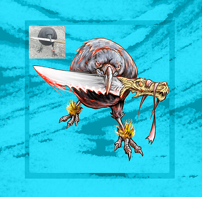 The Raven with the Legendary Knife character design concept art creature concept creature design crow digital art digital painting funny crow illustration mole inspired monster original character raven