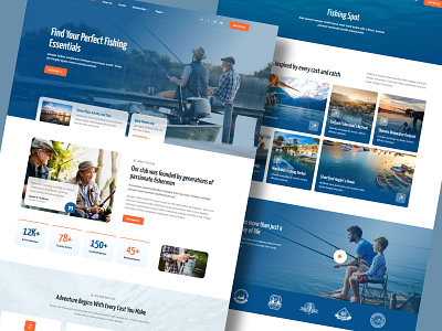 Fishing Club website design adventure angler boating elementor fisherman fishing fishing club hobby hunting hunting club marine outdoor responsive design sailing template kit travel ui vacation web design wordpress