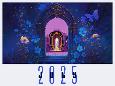 July 2025 2025 2d artwork blue challenge design flowers illustration july monochromatic portal ui