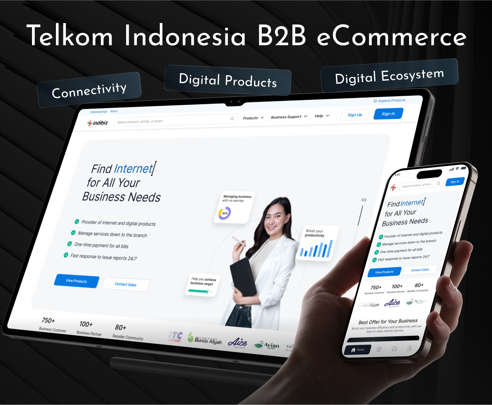 B2B eCommerce of Telkom Indonesia ecommerce internet landing page product digital