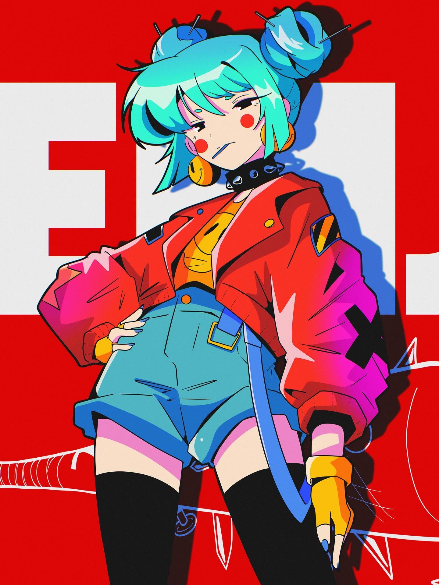 EMJ abstract anime illustration poster texture