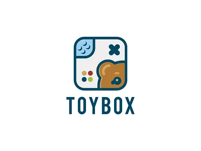 Toybox Logo animal bear box brand branding children concept controller creative entertainment game games gaming kids lego teddy bear toy toybox unique xbox