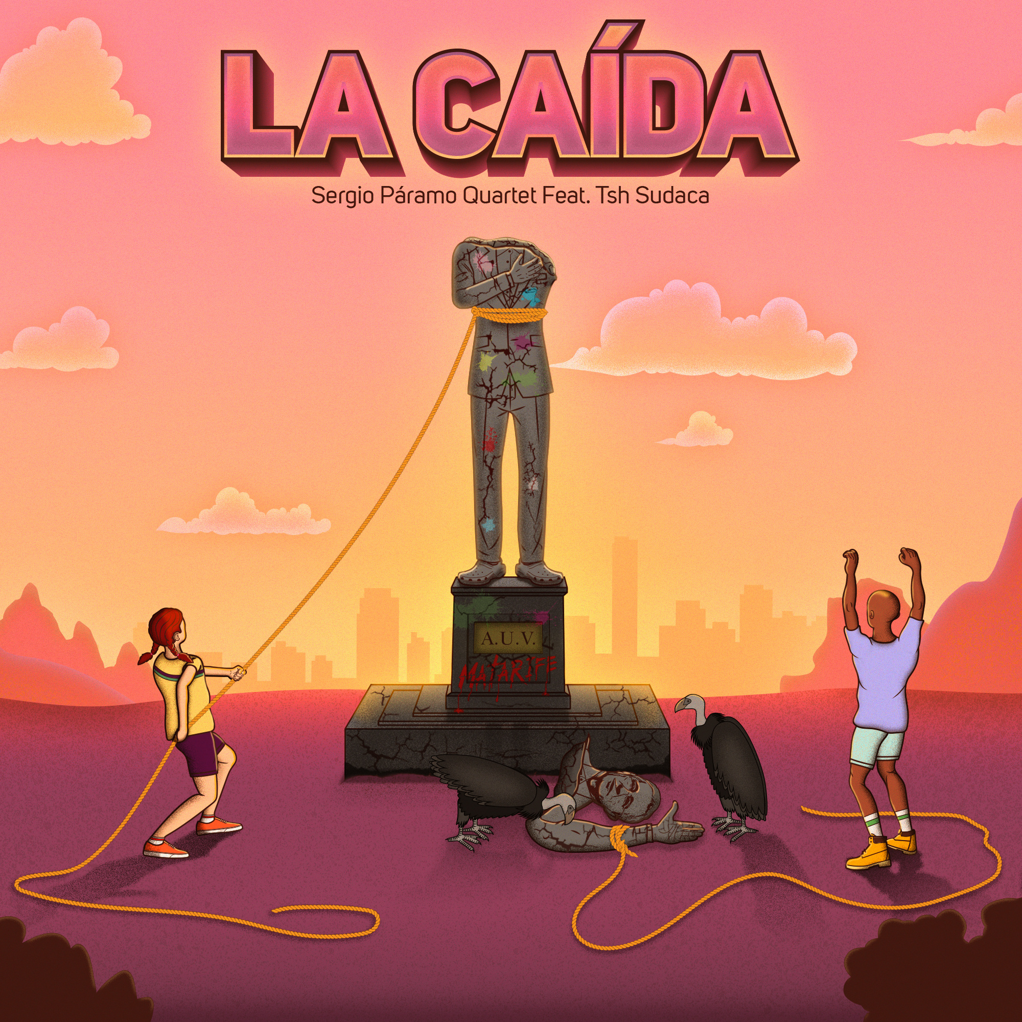 La Caída - Sergio Páramo Feat. Tsh Sudaca animation cover design graphic design hip hop illustration motion graphics music
