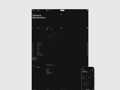 Minimal Tech Specs Page Design branding device showcase digital product grid layout hardware brand interaction design interface concept mobile consistency page design product branding product design product page responsive design specs layout tech interface tech specs tech website typography