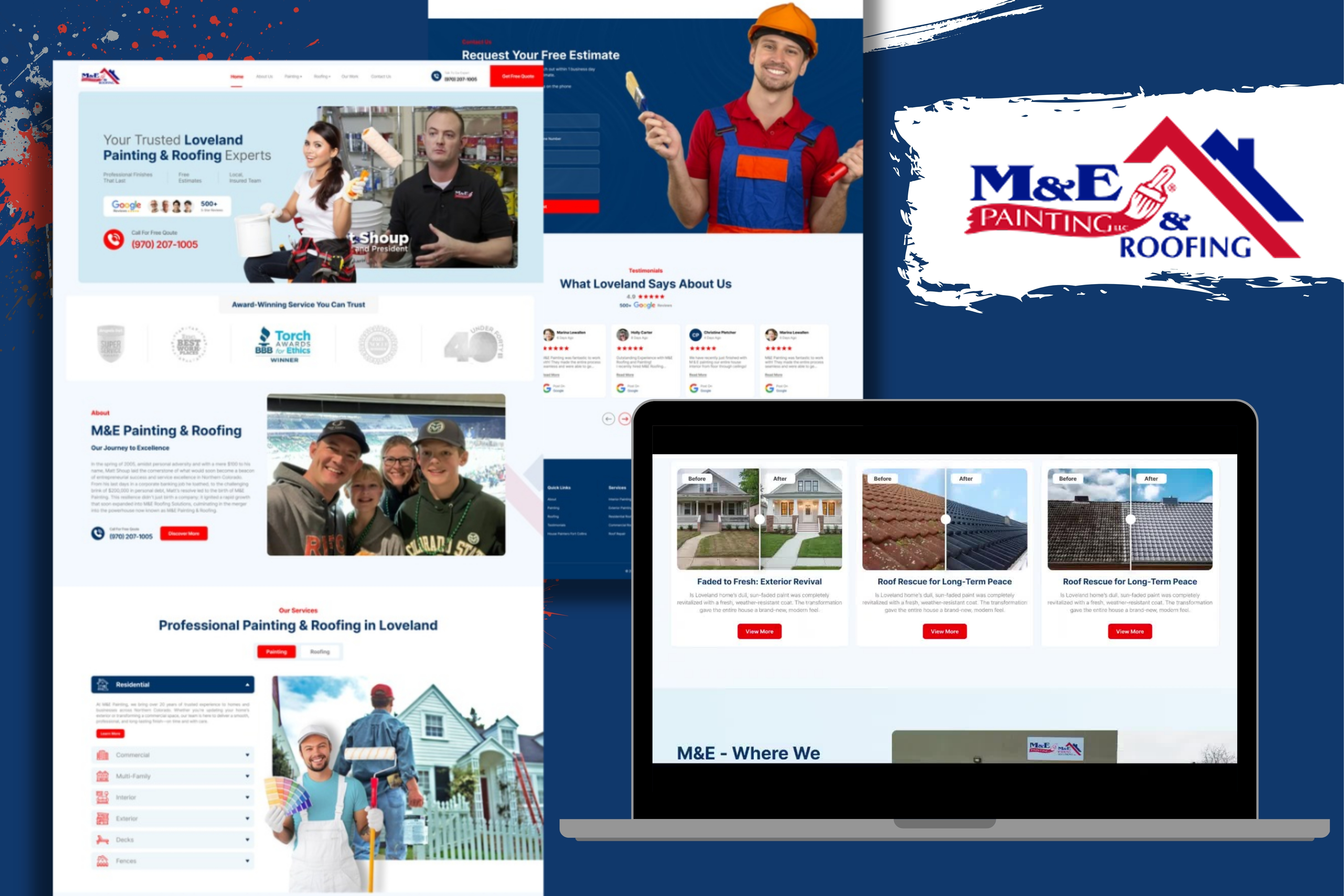Painting & Roofing Company Landing Page Design branding design graphic design landing page ui website