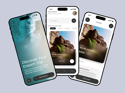 Trip app ui ux Mobile home mobile tour app travel inspiration travel startup travel ui trip app trip details ui ui design ux vacation app
