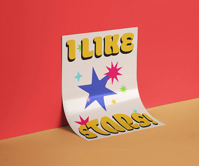I Like Stars Poster adobe design graphic design illustrator poster poster design typography vector