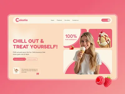 Celestia ice cream website design figma typography ui ux webdesign