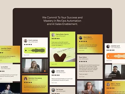 Automate RevOps - Testimonials feedback gradients graphic design logo motion graphics review reviews social social proof testimonial testimonials ui wall of love web website