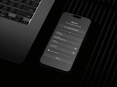 Sign Up authentication ui clean ui dark glass ui dark mode app dark theme ux data entry screen form validation glassmorphism google login login signup ui minimal app design mobile form ui mobile onboarding mobile ui screen modern interface signup screen sleek mobile ui ui form design user onboarding ux design inspiration
