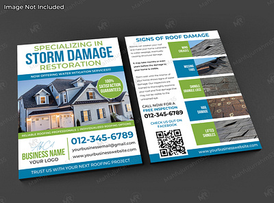 Storm Damage and Restoration Services Flyer Design roof replacement