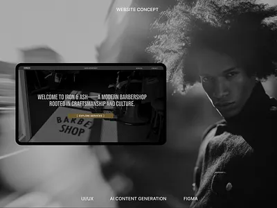 Website Concept for a Barbershop ai corporate website figma landing page midjourney ui uiux web design website development