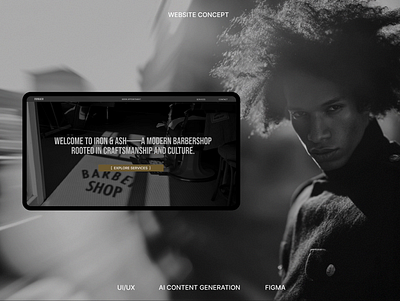 Website Concept for a Barbershop ai corporate website figma landing page midjourney ui uiux web design website development