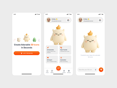 Cute 3d AI Icon Generator App 3d icon generator ai app ai cute icon generator ai icon generator app branding cute icon generator design graphic design icon generator illustration logo minimal ui ux vector