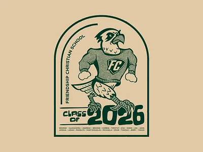 FC2026 2026 falcons green mascot nc retro school senior tshirt vintage