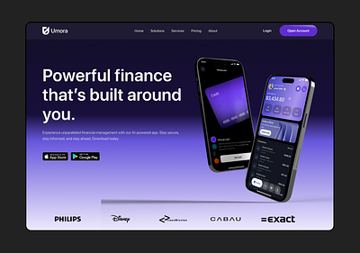 Umora - Fintech website banking design digital banking finance finance app fintech fintech design interface landing page mobile mobile finance mobileapp product design send money ui uiux ux web web design website