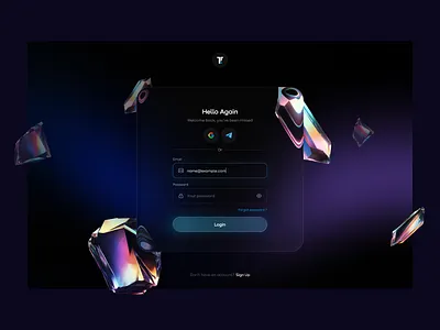 Crystal Login – Glassmorphism U dribbble