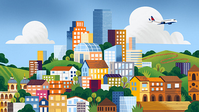 Delta Airlines Advertisement advertisement airlines architecture buildings city digital art drawing illustration south america travel