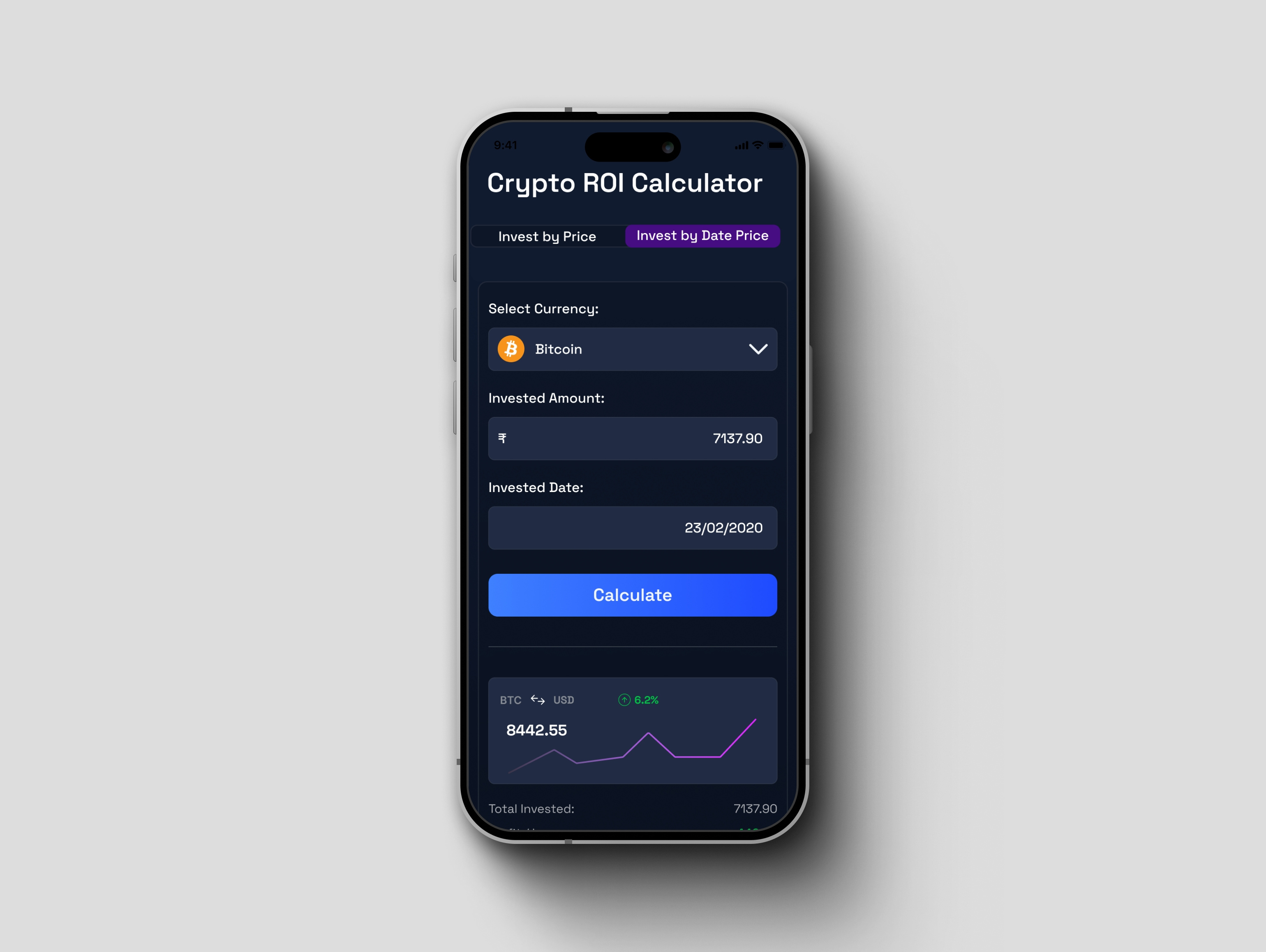 Crypto ROI Calculator UI #004 by Alok Ranjan Singh on Dribbble