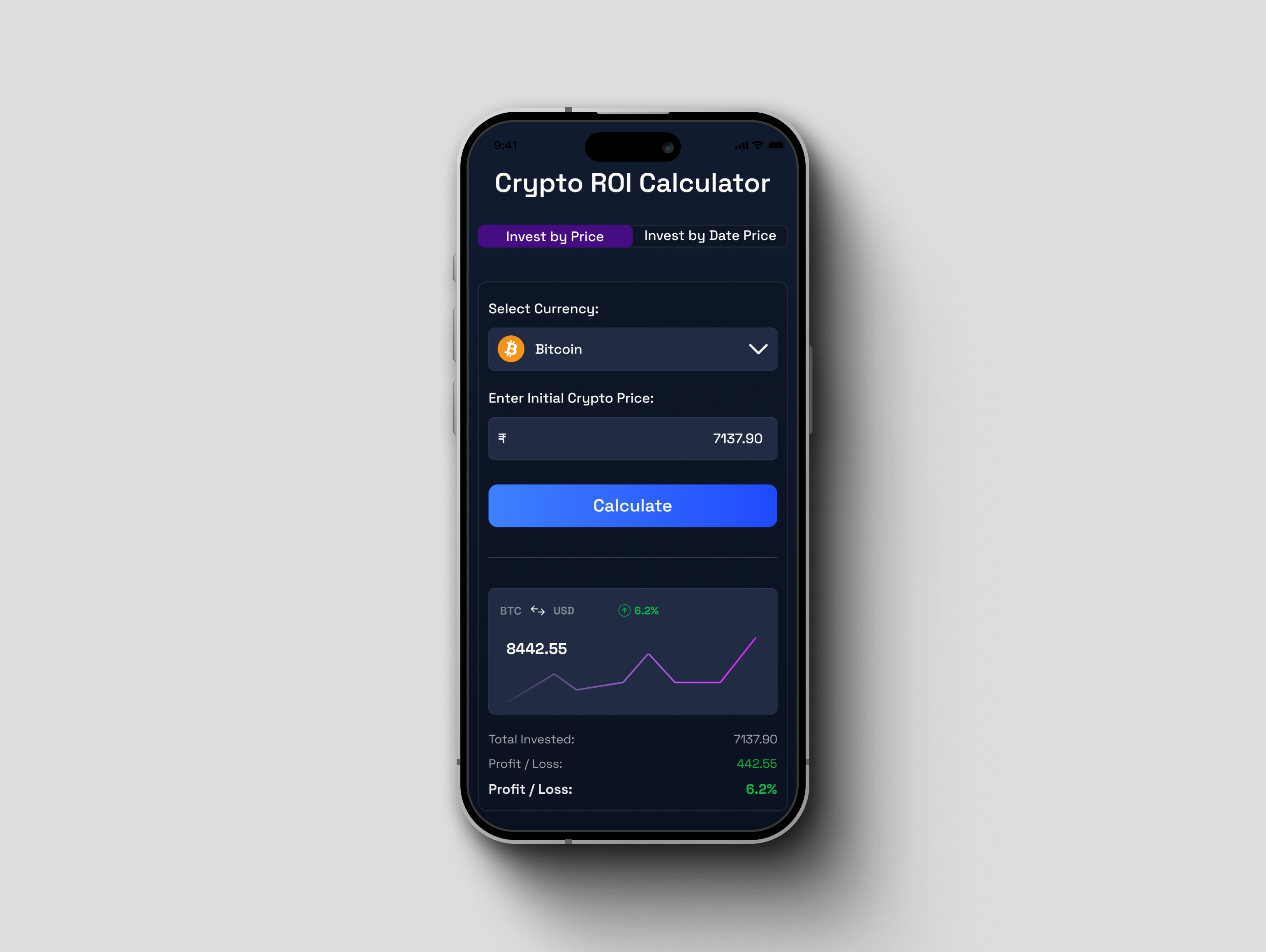 Crypto ROI Calculator UI #004 by Alok Ranjan Singh on Dribbble