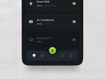 Bottom Navigation Bar actionbar app bottom navigation design homepage icons iphone nav navigation neon smart smart home switch texture toggle