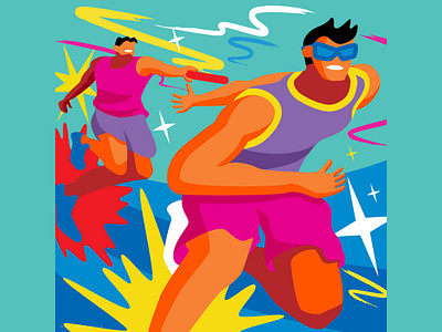 Relay baton illustration man race relay sports vector