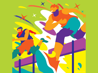 Hurdling Race hurdle illustration man race run sports