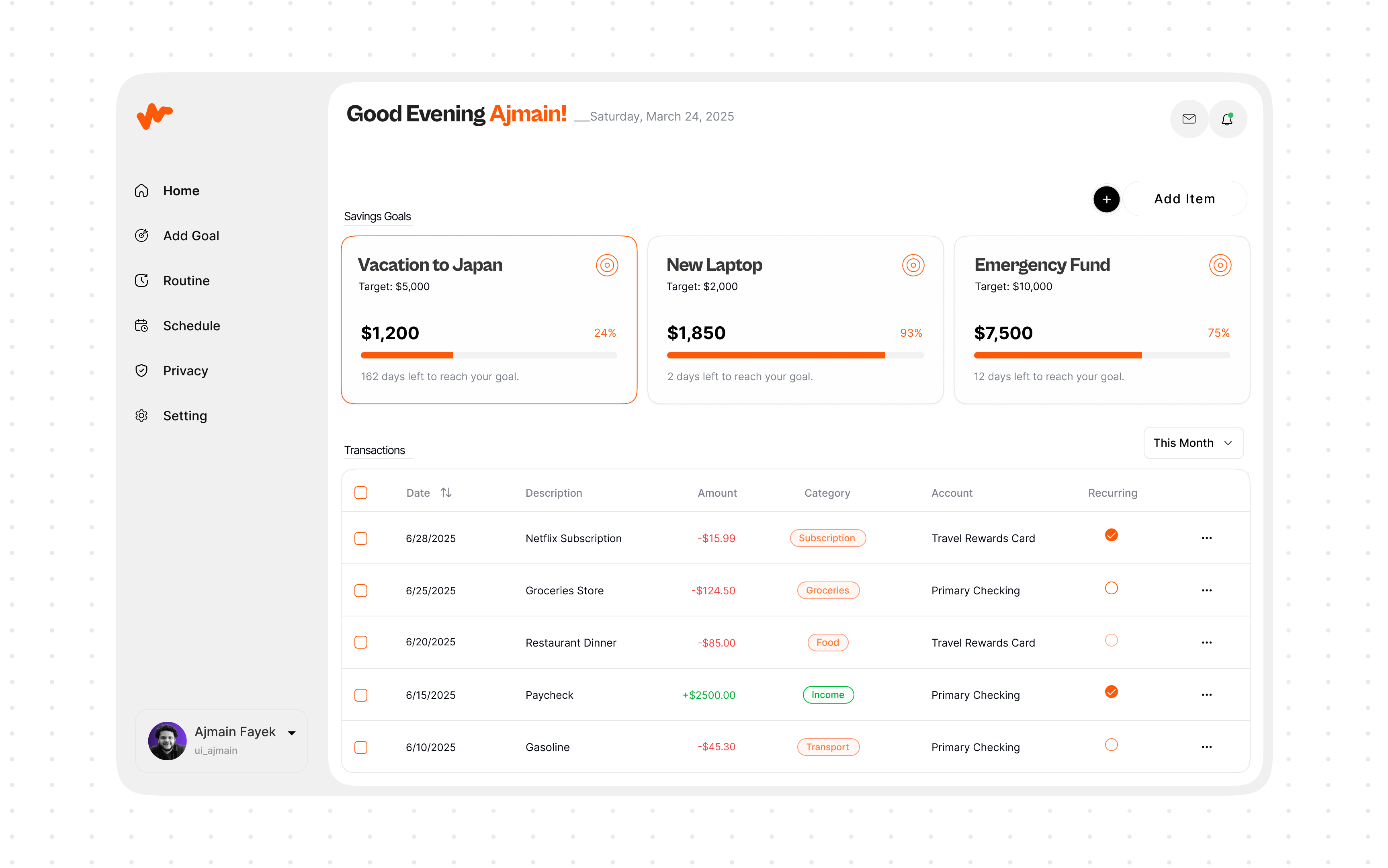 Example of Web App UI UX Design