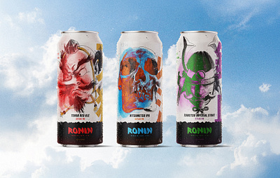 Ronin Brewing can designs beer can branding brewery craft beer drawing graphic design illustration japanese packaging